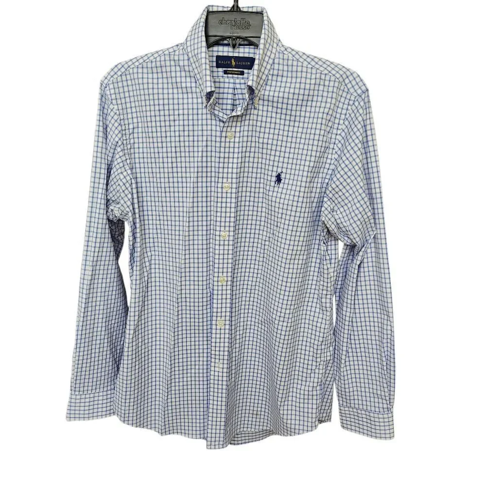 Polo by Ralph Lauren Performance Men's Blue Checkered Shirt‎ Sz Med